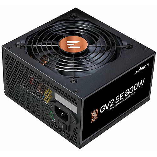 Блок питания Zalman GV2SE (800W) 88%, 80+ Bronze, 120мм, 1xMB 24pin(20+4), 1xCPU(4+4pin+8pin), 4xMolex, 8xSATA, 4xPCIe 8pin(6+2)