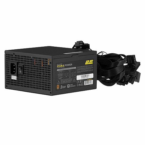 Блок живлення 2E GAMING Stable Power ATX3.1 (600W), >85%, 80+ Bronze, 120мм, 1xMB 24pin(20+4), 2xCPU 8pin(4+4), 3xMolex, 6xSATA, 2xPCIe 8pin(6+2)