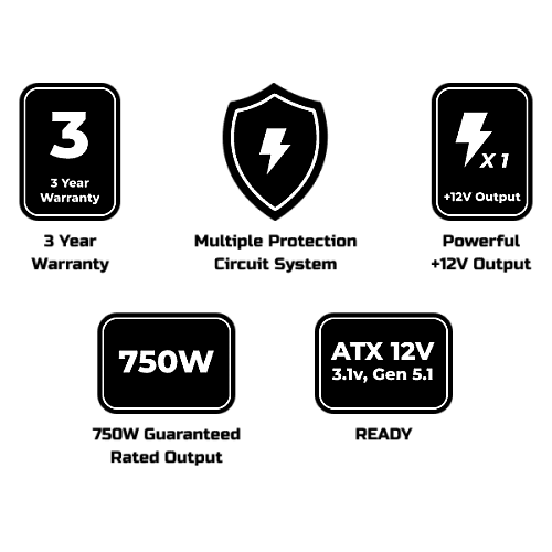 Блок живлення 2E GAMING Solid Power Pro ATX3.1 GEN5.0  (750W), >85%, 80+ Bronze, 120мм, 1xMB 24pin(20+4), 2xCPU 8pin(4+4), 3xMolex, 6xSATA, 4xPCIe 8pin(6+2), 1xPCIe GEN5 16pin, Semi Modular