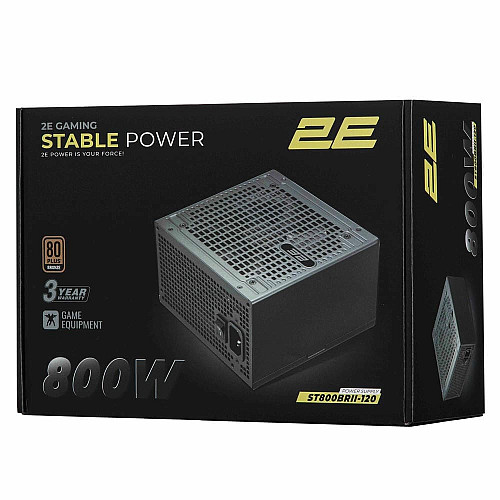 Блок питания 2E GAMING Stable Power Pro ATX3.1 GEN5.0 (800W), >85%, 80+ Bronze, 120мм, 1xMB 24pin(20+4), 2xCPU 8pin(4+4), 3xMolex, 6xSATA, 4xPCIe 16pin