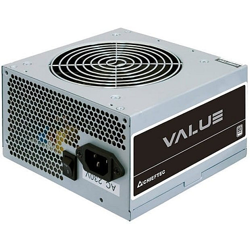 Блок питания CHIEFTEC Value (400W), >80%, 80+ White(230V Only), 120мм, 1xMB 24pin(20+4), 1xCPU 8pin(4+4), 2xMolex, 3xSATA, 1xPCIe 8pin(6+2)