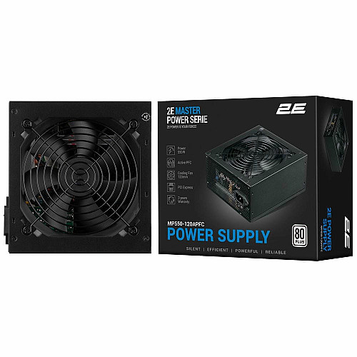 Блок питания 2E Master Power (550W), >80%, 80+ White, 120мм, 1xMB 24pin(20+4), 1xCPU 8pin(4+4), 3xMolex, 5xSATA, 2xPCIe 8pin(6+2)