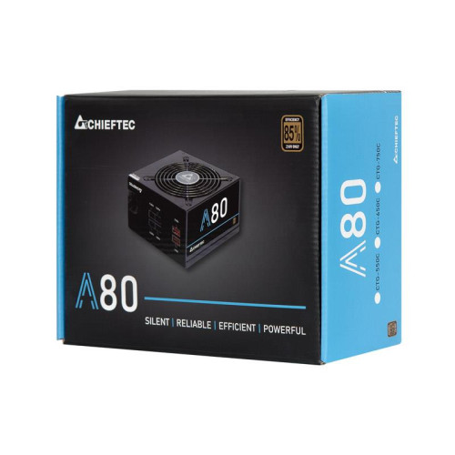 Блок живлення CHIEFTEC A-80  (750W), >85%, 120мм, 1xMB 24pin(20+4), 1xCPU 8pin(4+4), 4xMolex, 6xSATA, 2xPCIe 8pin(6+2), Modular