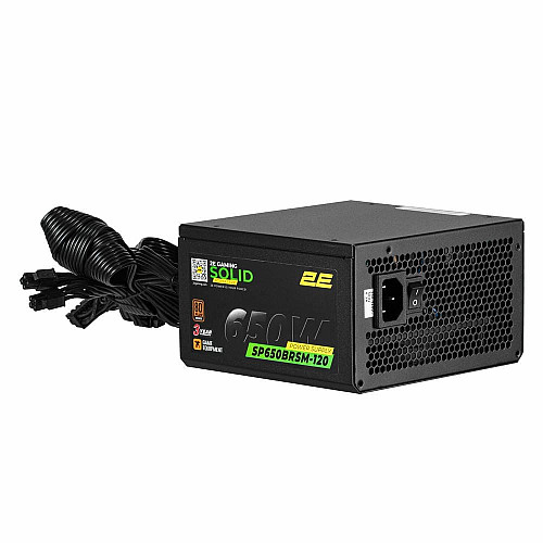 Блок питания 2E GAMING Solid Power (650W), >85%, 80+ Bronze, 120мм, 1xMB 24pin(20+4), 2xCPU 8pin(4+4), 3xMolex, 6xSATA, 4xPCIe 8pin(6+2), Semi Mod