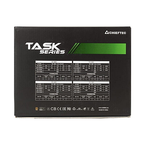 Блок питания CHIEFTEC Task (700W), >85%, 80+ Bronze, 120мм, 1xMB 24pin(20+4), 1xCPU 8pin(4+4), 3xMolex, 6xSATA, 2xPCIe 8pin(6+2)
