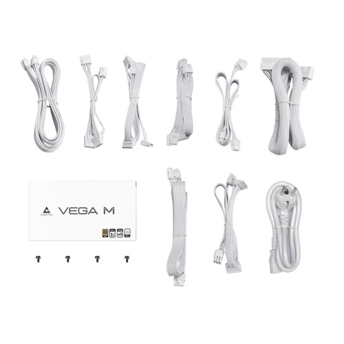 Блок живлення CHIEFTEC Vega M  (850W), >90%, 80+ Gold, 135мм FDB, 1xMB 24pin(20+4), 2xCPU 8pin(4+4), 3xMolex, 6xSATA, 4xPCIe 8pin(6+2), 1xPCIe GEN5 16pin, Fully Modular, White