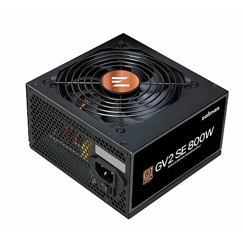 Блок питания Zalman GV2SE (800W) 88%, 80+ Bronze, 120мм, 1xMB 24pin(20+4), 1xCPU(4+4pin+8pin), 4xMolex, 8xSATA, 4xPCIe 8pin(6+2)