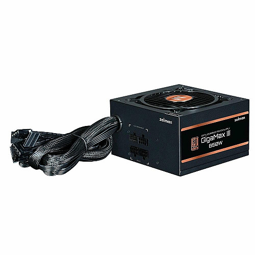 Блок питания Zalman Gigamax 3 (850W), 88%, 80+ Bronze, 120мм, 1xMB 24pin(20+4), 2xCPU (8pin(4+4)+8pin), 3xMolex, 6xSATA, 4xPCIe 8pin(6+2)
