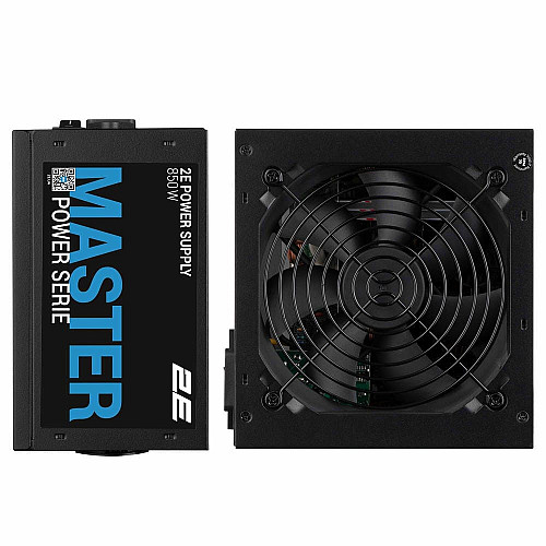 Блок питания 2E Master Power (850W), >80%, 80+ White, 120мм, 1xMB 24pin(20+4), 1xCPU 8pin(4+4), 3xMolex, 5xSATA, 4xPCIe 8pin(6+2)