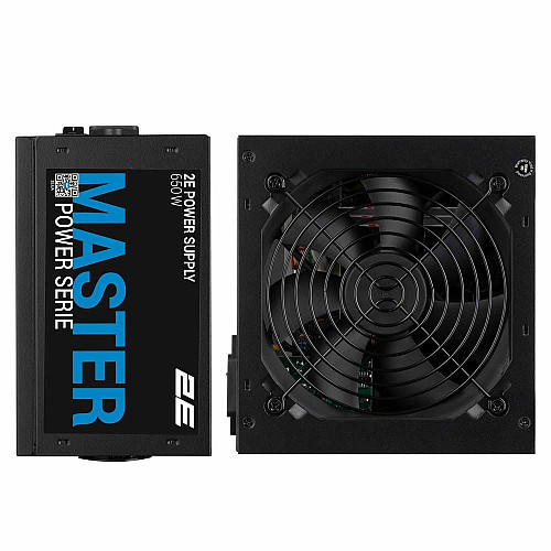 Блок питания 2E Master Power (650W), >80%, 80+ White, 120мм, 1xMB 24pin(20+4), 1xCPU 8pin(4+4), 3xMolex, 5xSATA, 2xPCIe 8pin(6+2)