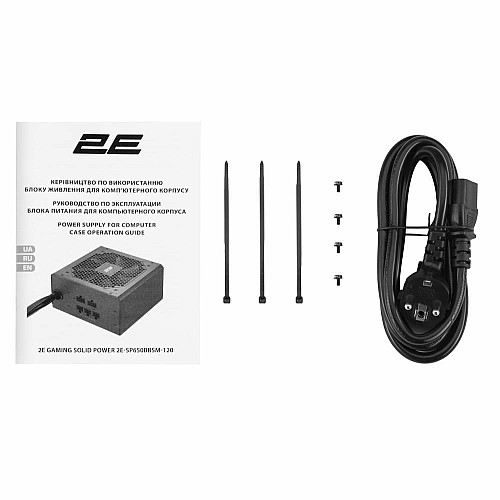 Блок питания 2E GAMING Solid Power (650W), >85%, 80+ Bronze, 120мм, 1xMB 24pin(20+4), 2xCPU 8pin(4+4), 3xMolex, 6xSATA, 4xPCIe 8pin(6+2), Semi Mod