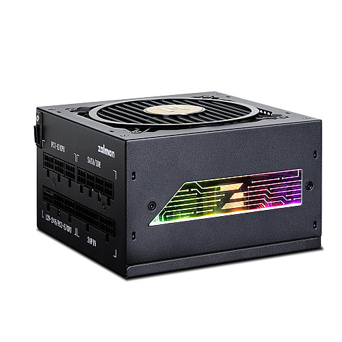 Блок живленняZalman Teramax 2 View  (1000W) 99%, 80+ Gold, 120мм, 1xMB 24pin(18+10), 2xCPU(4+4 pin), 3xMolex, 12xSATA, 4xPCIe 8pin(6+2), 1xPCIe GEN5 16pin, 1x +5V ARGB cable, Fully Modular