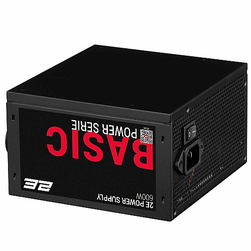 Блок живлення 2E Basic Power  (600W), >80%, 120мм, 1xMB 24pin(20+4), 1xCPU 8pin(4+4), 3xMolex, 4xSATA, 2xPCIe 8pin(6+2)