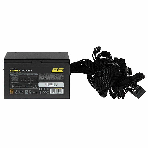 Блок живлення 2E GAMING Stable Power ATX3.1 (600W), >85%, 80+ Bronze, 120мм, 1xMB 24pin(20+4), 2xCPU 8pin(4+4), 3xMolex, 6xSATA, 2xPCIe 8pin(6+2)