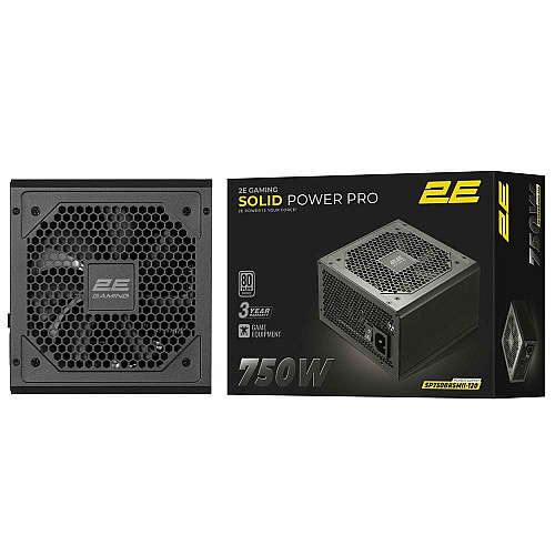 Блок живлення 2E GAMING Solid Power Pro ATX3.1 GEN5.0  (750W), >85%, 80+ Bronze, 120мм, 1xMB 24pin(20+4), 2xCPU 8pin(4+4), 3xMolex, 6xSATA, 4xPCIe 8pin(6+2), 1xPCIe GEN5 16pin, Semi Modular