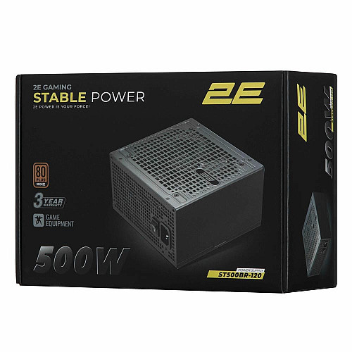 Блок живлення 2E GAMING Stable Power ATX3.1 (500W), >85%, 80+ Bronze, 120мм, 1xMB 24pin(20+4), 2xCPU 8pin(4+4), 3xMolex, 6xSATA, 2xPCIe 8pin(6+2)
