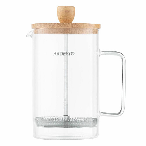 Френч-пресс ARDESTO Midori, 800мл, боросиликатное стекло, бамбук, прозрачный
