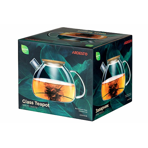 Заварник ARDESTO Midori Bubble, 1500мл, боросиликатное стекло, бамбук, прозрачный