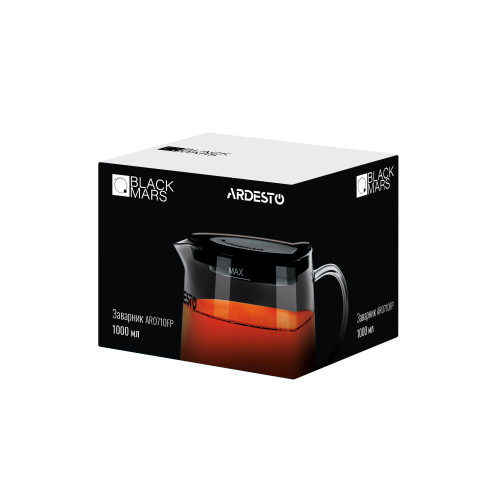 Заварник  ARDESTO Black Mars, 1000мл, боросилікатне скло, нержавіюча сталь, прозорий