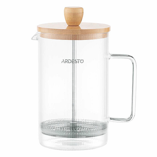 Френч-пресс ARDESTO Midori, 800мл, боросиликатное стекло, бамбук, прозрачный