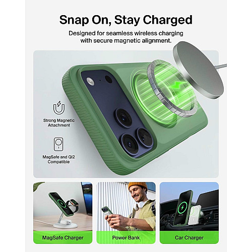 Чехол Belkin для iPhone 17 Pro Max, Magnetic Protective Grip, Sage