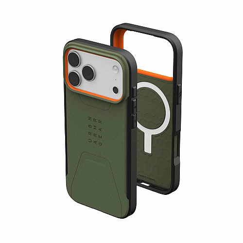Чохол UAG для iPhone 17 Pro Max, Civilian MagSafe, Olive/Orange