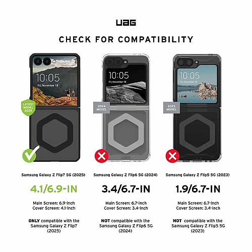 Чехол UAG для Samsung Galaxy Z Flip 7, Mouve with Magnet, Ash