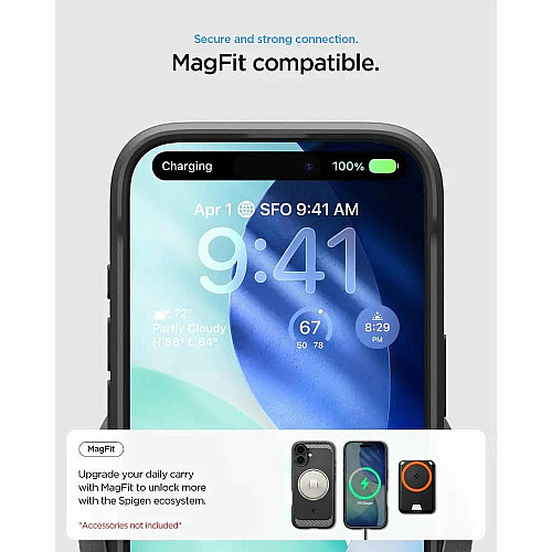 Чохол Spigen для iPhone 17, Rugged Armor MagFit, Matte Black