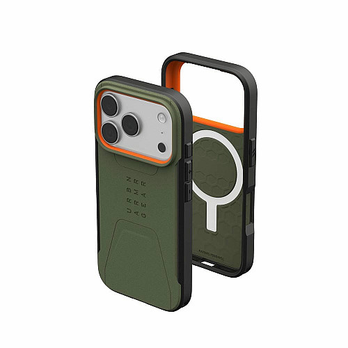 Чехол UAG для iPhone 17 Pro, Civilian MagSafe, Olive/Orange