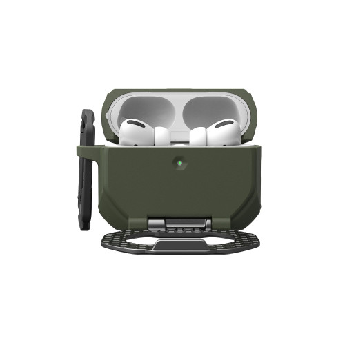 Чохол UAG для AirPods Pro (Gen 3, 2025) with Built-in Phone Stand, Monarch, Olive Drab/Silver