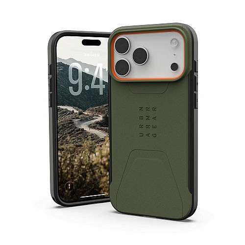 Чохол UAG для iPhone 17 Pro Max, Civilian MagSafe, Olive/Orange