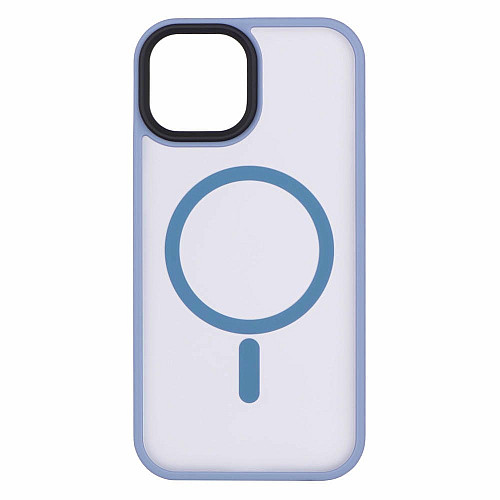 Чехол 2Е Basic для iPhone 15, Soft Touch MagSafe Cover, синий светлый