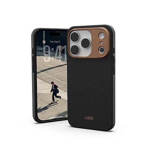 Чохол UAG для iPhone 17 Pro, Fibr Armr Magsafe, Kevlar Graphite/Bronze