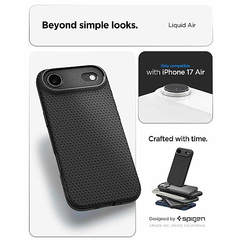 Чехол Spigen для iPhone 17 Air, Liquid Air, Matte Black