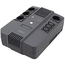 Джерело безперебійного живлення DIGITUS 600VA/360W, LED, RJ45, USB, 4xSchuko+3xC13