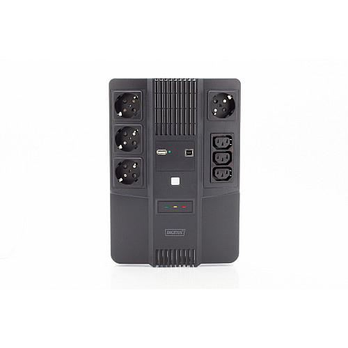 Источник бесперебойного питания DIGITUS 600VA/360W, LED, RJ45, USB, 4xSchuko+3xC13