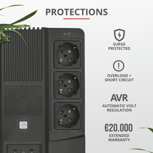 Джерело безперебійного живлення Trust Maxxon 800VA UPS with 6 standard wall power outlets BLACK