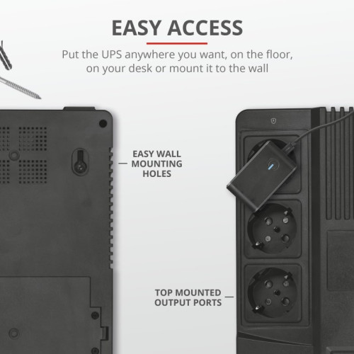 Джерело безперебійного живлення Trust Maxxon 800VA UPS with 6 standard wall power outlets BLACK