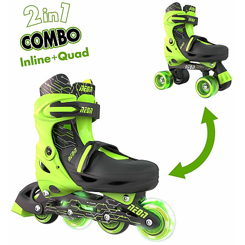 Роликові ковзани Neon Combo, розмір 34-37, салатовий
