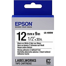 Картридж зі стрічкою Epson LK4WBW принтерів LW-300/LW-400/LW-400VP/LW-600P/LW-700/LW-Z710/LW-900P/LW-1000P/LW-Z5000BE Strng adh Blk/Wht 12mm/9m