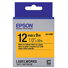 Картридж зі стрічкою Epson LK4YBP принтерів LW-300/LW-400/LW-400VP/LW-600P/LW-700/LW-Z710/LW-900P/LW-1000P/LW-Z5000BE Pastel Black/Yellow 12mm/9m