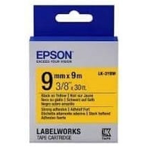 Картридж зі стрічкою Epson LK3YBW принтерів LW-300/LW-400/LW-400VP/LW-600P/LW-700/LW-Z710/LW-900P/LW-1000P/LW-Z5000BE Strng adh Blk/Yell 9mm/9m