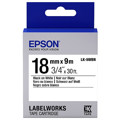 Картридж зі стрічкою Epson LK5WBN принтерів LW-400/LW-400VP/LW-600P/LW-700/LW-Z710/LW-900P/LW-1000P/LW-Z5000BE Std Blk/Wht 18mm/9m