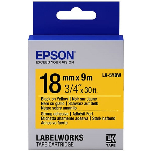 Картридж зі стрічкою Epson LK5YBW принтерів LW-400/LW-400VP/LW-600P/LW-700/LW-Z710/LW-900P/LW-1000P/LW-Z5000BE Strng adh Blk/Yell 18mm/9m