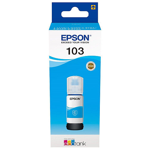 Контейнер с чернилами Epson 103 EcoTank L1110/L1250/L3100/L3101/L3110/L3150/L3151/L3156/L3200/L3201 /L3250/L3251/L3256/L3260/L3266/L3550/L3560/L5190/L5590/L5290 cyan