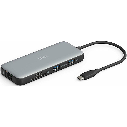 Док-станция DIGITUS USB-C > 2xHDMI/2xUSB-A/USB-C/SD/MicroSD/RJ54
