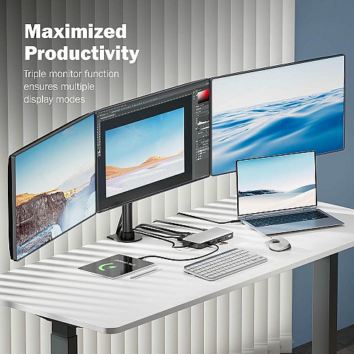 Док-станція DIGITUS USB-C > 2xHDMI/DP/2xUSB-A/USB-C/SD/MicroSD/RJ54/DC/Audio