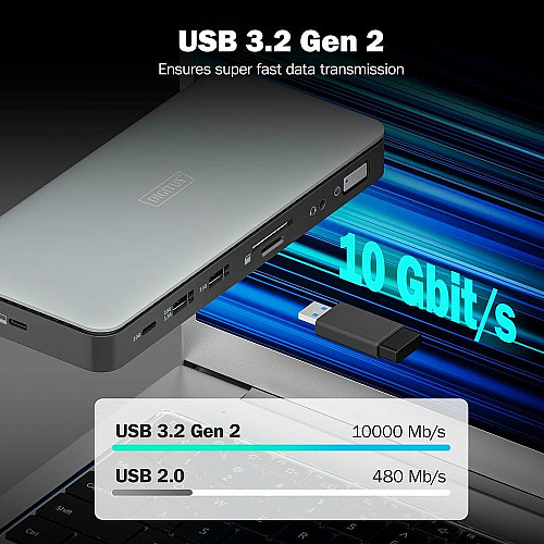 Док-станція DIGITUS USB-C > 2xHDMI/DP/2xUSB-A/USB-C/SD/MicroSD/RJ54/DC/Audio