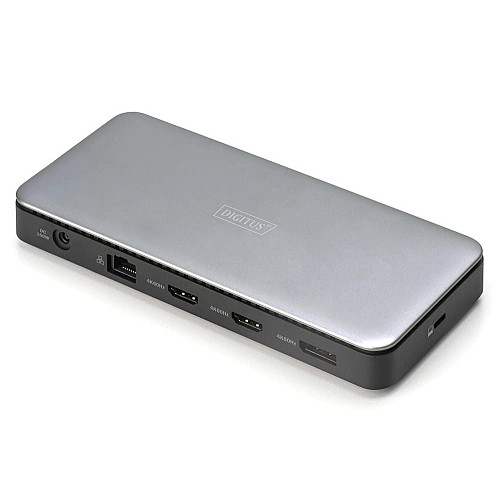 Док-станція DIGITUS USB-C > 2xHDMI/DP/2xUSB-A/USB-C/SD/MicroSD/RJ54/DC/Audio