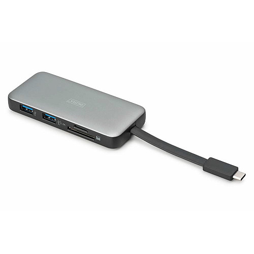 Док-станція DIGITUS USB-C > HDMI/2xUSB-A/USB-C/SD/MicroSD/RJ54, Travel